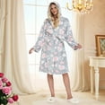 thumbnail image 4 of Womens Iniber Plush Robes, Womens Robe Long, Fuzzy Soft Warm Fleece Hooded Bathrobe Gray Heart S, 4 of 9