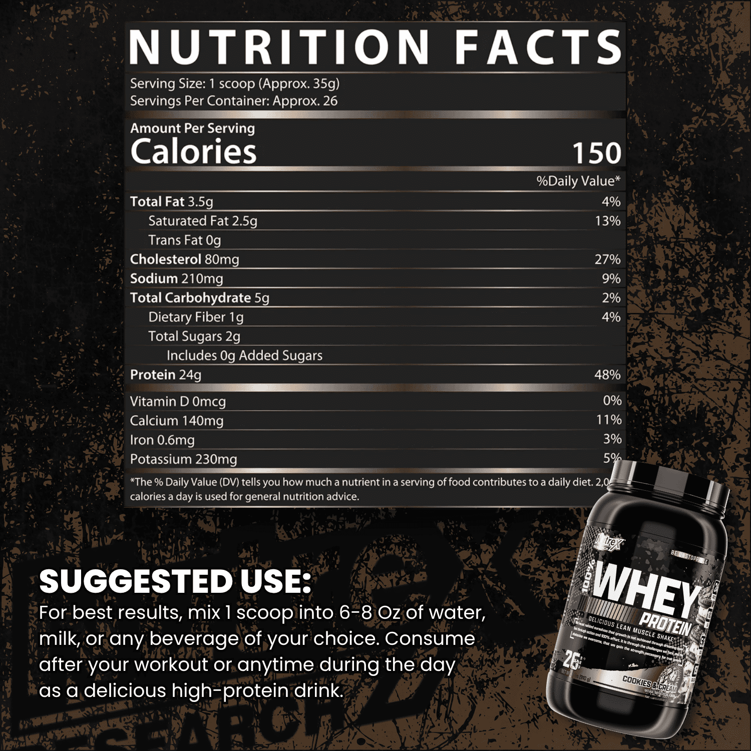 Nutrex Research 100% Whey Protein Powder Concentrate and Isolate Cookies and Cream 2lb