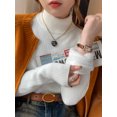 thumbnail image 5 of Suéter de cuello alto para mujer, ropa interior gruesa Retro roja con forro de terciopelo, camisa de fondo de punto térmico, invierno 2024, 5 of 5