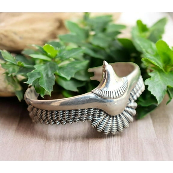Eagle Cuff Bangle, 925 Sterling Silver Bracelet, Hawk Bangle, Silver Eagle Bangle, Adjustable Silver Bangle