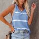 thumbnail image 5 of ICHUANYI Clearance Womens Sling Round Neck Striped Print Summer Sleeveless Tank Casual Tops(Blue, S) ICHUANYI WER2023081403686, 5 of 6