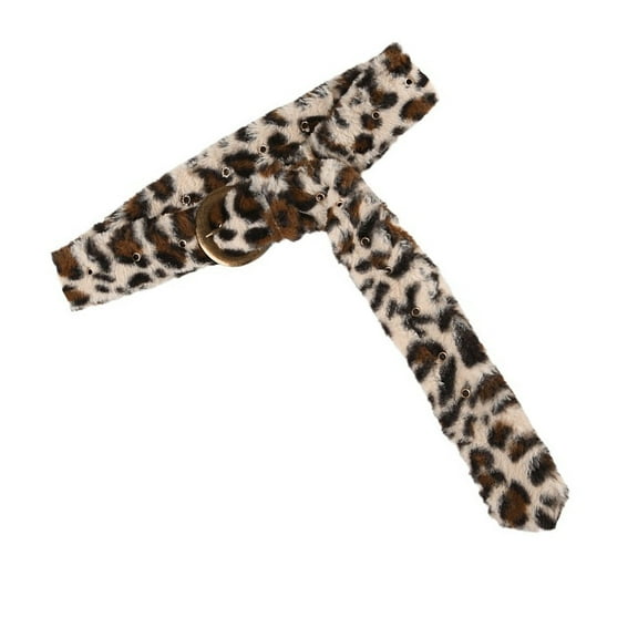 lixuesong Furred Belt Waistband Belt Unique Plush Luxurious Leopards Print Color Belt Waistband Belt for Dress