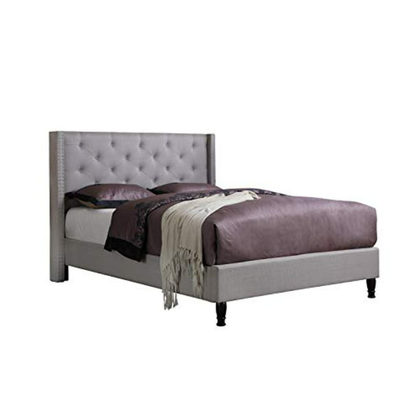 Complete Bed, Tall Grey Headboard King