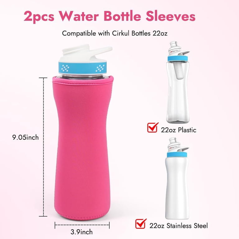 2-Pack Neoprene Sleeves For 32oz Cirkul Water Bottle - Insulated, Sweat-Proof, Black & Blue