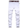 thumbnail image 2 of Men's casual solid color ripped straight jeans, 2 of 4