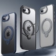 thumbnail image 7 of Dteck for iPhone 16e Case 2025, Compatible with MagSafe, Built-in Rotatable Ring Holder Matte Lightweight Military Grade Protection Shockproof Phone Case for iPhone 16e 6.1",Clear, 7 of 7