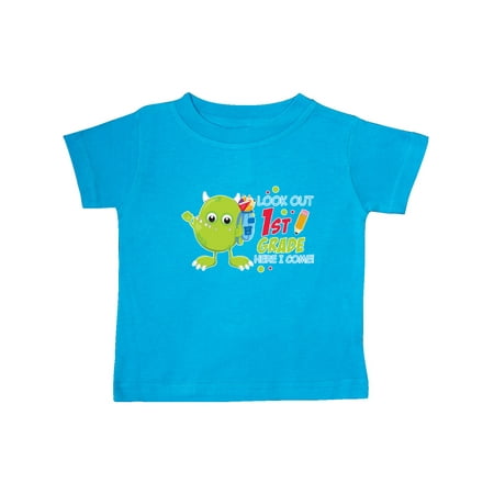 

Inktastic Look out 1st Grade Here I Come with Cute Green Monster Gift Baby Boy or Baby Girl T-Shirt