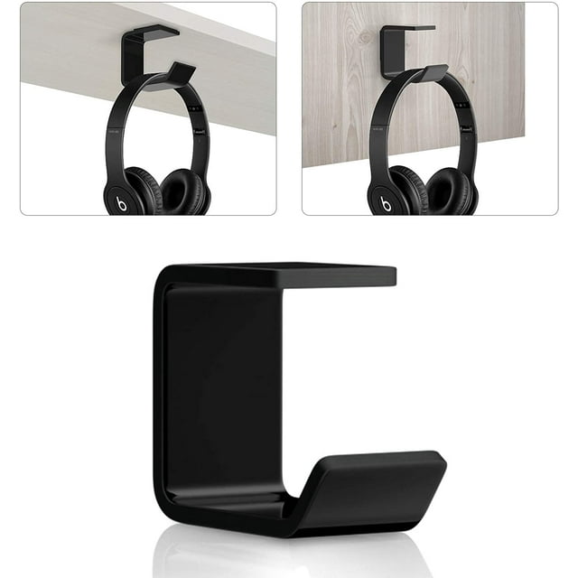Rawiri Colgador para Auriculares, Colgador Acrílico Adhesivo para Auriculares para Debajo del Escritorio Colgador para Auriculares Multifuncional, Adhesivo Fuerte 3M, Negro