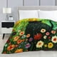 thumbnail image 3 of Manta de franela con diseño de gato negro, 50 x 60 pulgadas, 340 g/m², acogedora, ligera, gruesa, con flores verdes, para cumpleaños, para mujeres, hombres y niños, dormitorio, sala de estar, sofá,, 3 of 4