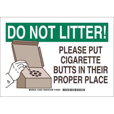 BRADY 123945 No Smoking Sn, 7 x 10In, Grn and Brwn/Wht