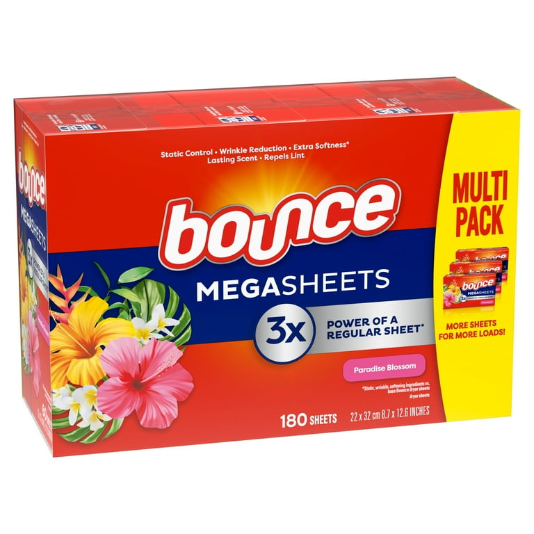 Bounce Mega Dryer Sheets, 180 Ct, Long Lasting Freshness, Outdoor