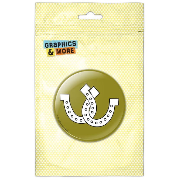 Horseshoes Crossed Olive Pinback Button Pin Badge
