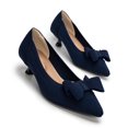 thumbnail image 4 of Zapatos de tacón de gatito AHZEHRSE para mujer, elegantes, con lazo de punto azul, 4 of 6
