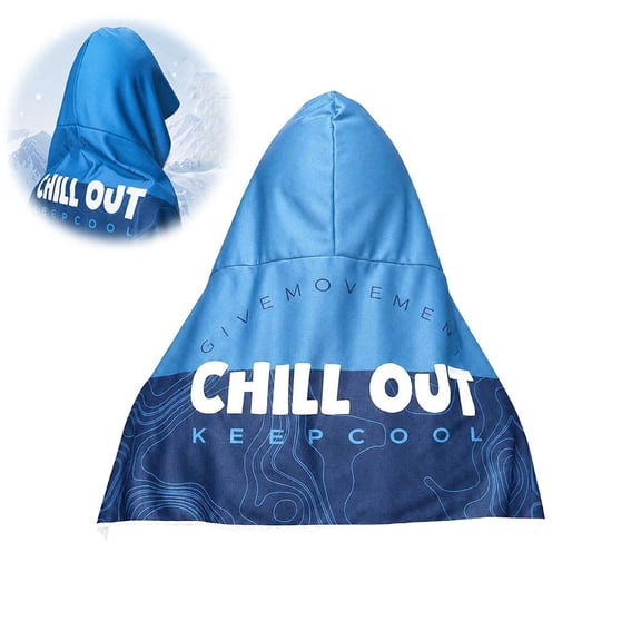 Cooling Hoodie Towel - Instant Evaporative Chilly Head Wrap for Hard Hat - Sun Protection Hooded Cooling Towels for Hard Hat Outdoor Work Construction Sports Hiking - Blue