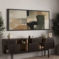 thumbnail image 2 of Large Framed Canvas Wall Art Print Neutral Abstract Landscape with Green and Black Accents for Living Room Decoration - 60"x30" Black Frame, 2 of 8