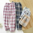 thumbnail image 4 of Lhpant Women Flannel Pajama Pants Fall Winter Fuzzy Plush Buffalo Plaid PJ Pants Sleep Bottoms Blue M, 4 of 4