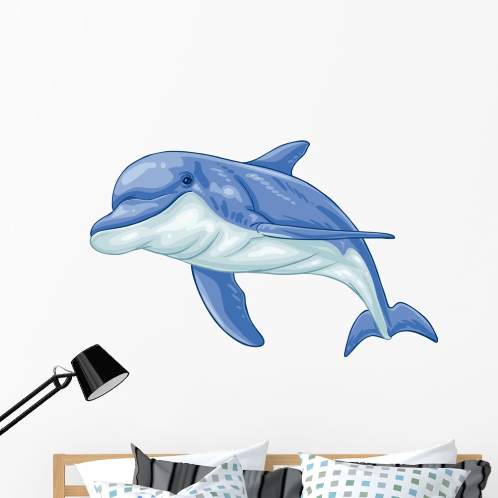 Dolphin Wall Decal Mural by Wallmonkeys Vinyl Peel and Stick Graphic for Girls (48 in W x 30 in