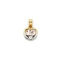 thumbnail image 2 of 14K Tri Color Gold Sweet 15 Years Quinceanera Heart Cubic Zirconia CZ Charm Pendant with 2mm Hollow Cuban Bevel Chain Necklace - 20", 2 of 6