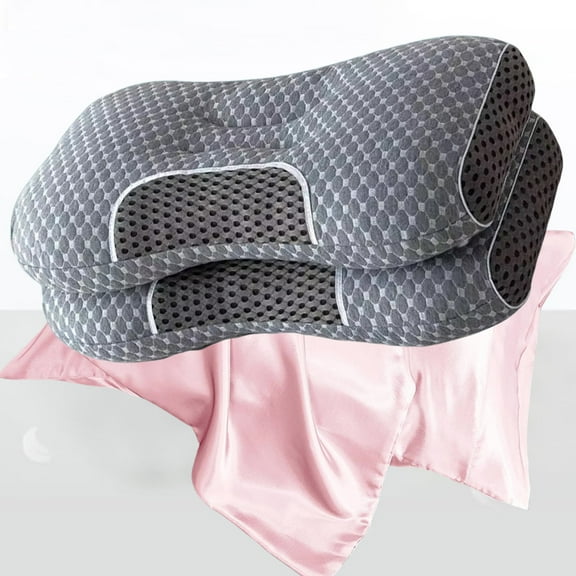 Ergonomic pillow 2-piece set, brand-new upgraded bed pillow, used for back, side, stomach sleeper, neck and shoulder support, standard size, gray.