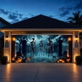 thumbnail image 4 of Halloween Garage Door Cover with Spooky Skeleton and Pumpkin Design, 1 Piece, Light Blue, for Outdoor Yard Display, Halloween Decoration, 4 of 7