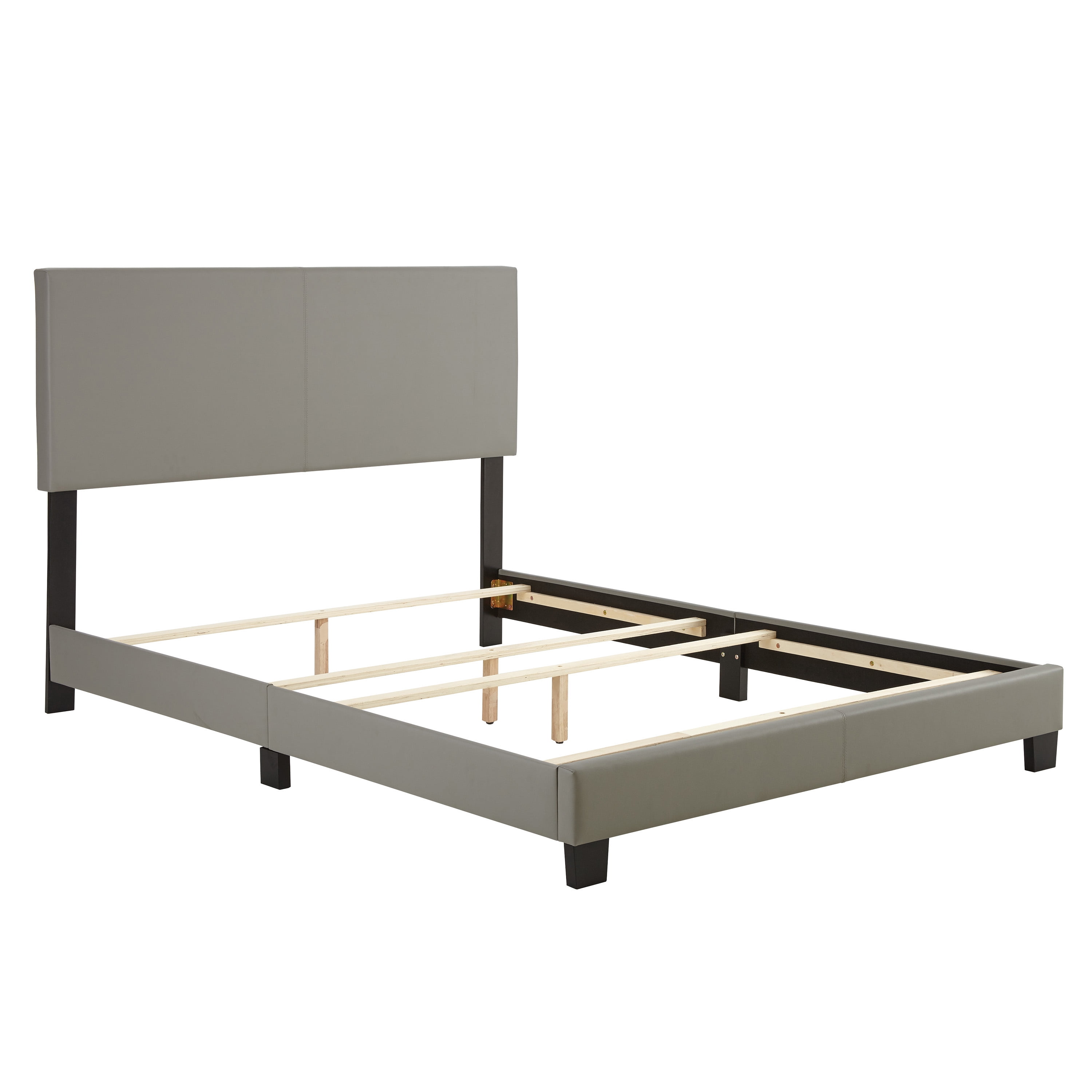 Boyd Sleep Florence Gray Faux Leather King Size Fully Upholstered Platform Bed Frame with Adjustable Headboard, Qualified Box Spring or Foundation Required for Use