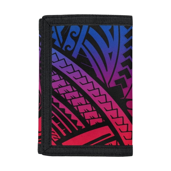 FUIALDOLG Gradient Tribal Trifold Card Wallet, Soft Polyester Kids Wallet with Easy Access, for Outdoor and Sports Activities