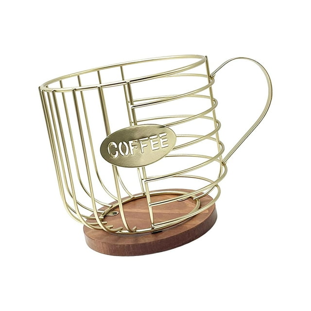 Organizador de cápsulas de café Sunnimix Cesta de almacenamiento Dorado con letras