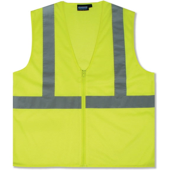 ERB Aware Wear S363 ANSI Class 2 Economy Mesh Safety Vest Zipper Closure L Lime