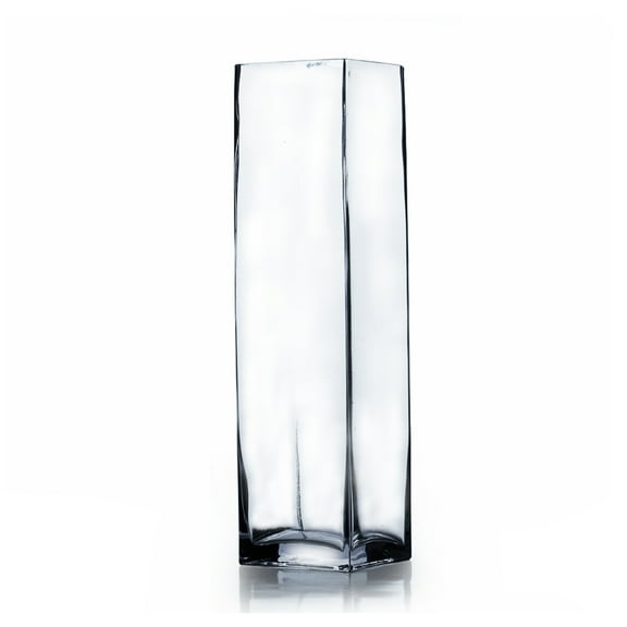 WGV Clear Square Glass Block Vase - 3" Wide x 12" Height, Good quality, Heavy Weighted Base - 1 Pc