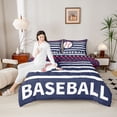 thumbnail image 4 of Homewish Sport Baseball 3 Pieces Queen Comforter Set for Kids Teens Adults,Abstract USA Flag Ultra Soft Bedding Sets,Ball Gamer Bedding Comforter Set Breathable,Ultra Soft Home Decor,Reversible, 4 of 8