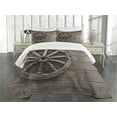 thumbnail image 3 of Ambesonne Wagon Wheel Quilted Bedspread Set 3 Pcs, Old Carriage, Queen Size, Umber, 3 of 5