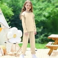 thumbnail image 2 of HBGVBA Kids 2 Piece Set Solid Color Ruffle Sleeve Crewneck Top with Pocket and Pants Casual Winter Loungewear for 4-13 Years, 2 of 5