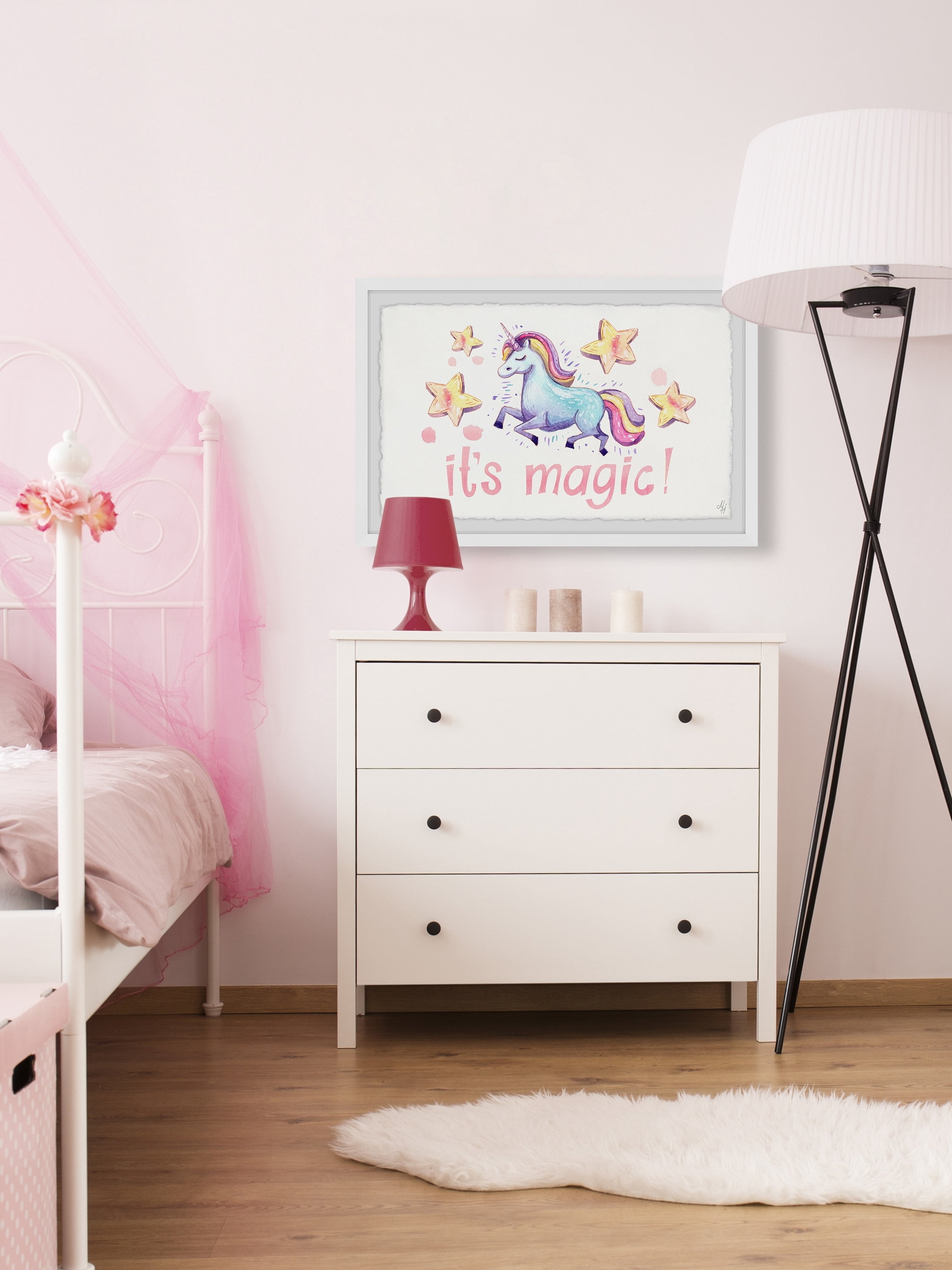 Marmont Hill Cute Unicorn's Magic Framed Wall Art