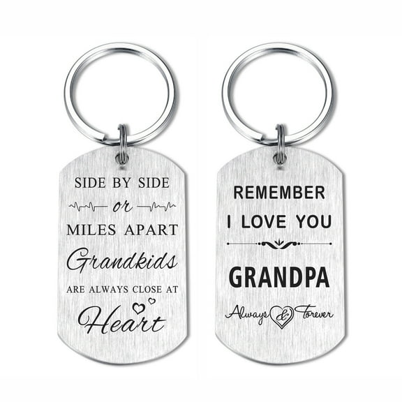 DEGASKEN Grandpa Keychain, Grandfather Birthday Christmas Fathers Day Gifts from Grandkids, Metal Engraved