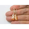 thumbnail image 4 of 14k Gold Filled Peach Champagne Cubic Zirconia Earrings Faceted Long Simulated Diamonds in Cz Teardrops Simple Dangles Designed for Adult Women 1.4", 4 of 5