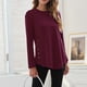 thumbnail image 5 of Blusa informal de manga larga con cuello redondo y manga larga para mujer Pompotops  FGAJ4059, 5 of 5