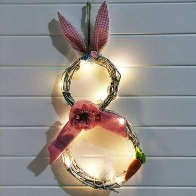 Easter Decorations With Lights Decorative Rattan Wreaths Easter Home Decoration Pendant Window Props
