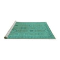 thumbnail image 2 of Ahgly Company Machine Washable Indoor Square Oriental Turquoise Blue Traditional Area Rugs, 5' Square, 2 of 4