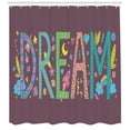thumbnail image 3 of Quote Shower Curtain, Doodle Art of Dream Quote with Lines Waves and Sky Elements Hipster Typography Design, Fabric Bathroom Set with Hooks, 69W X 75L Inches Long, Multicolor, by Ambesonne, 3 of 3