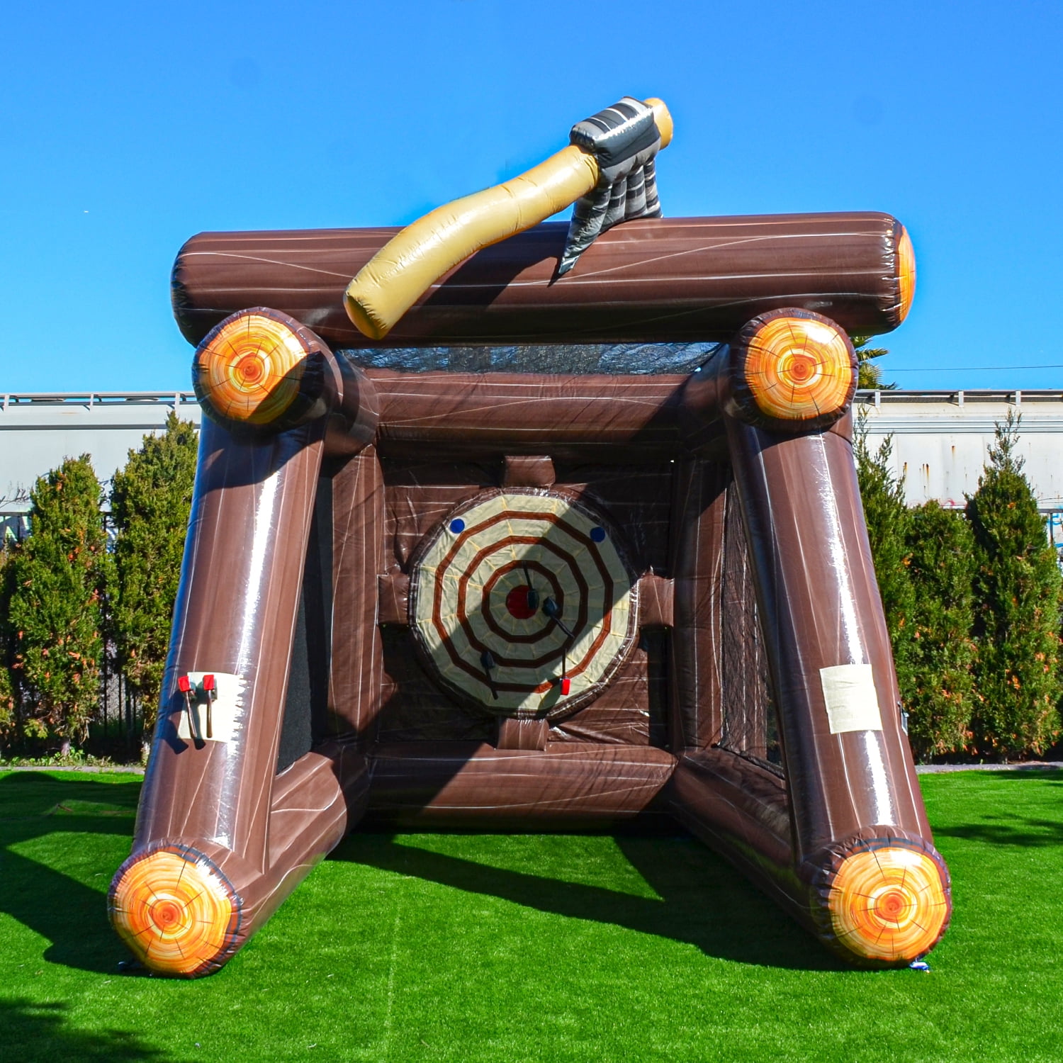 XJUMP Outdoor Inflatable Throwing Target Axe Game with Blower and Foam Axes Kids and Adults, Commercial Grade