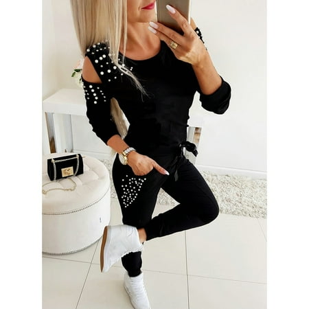 

Tejiojio Fall Clearance Christmas Women Pajamas Print Sets Leisure Wear Lounge Wear Suit Home Tops+Pants