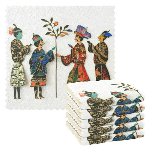 6 Pieces of Kitchen Towels 11x11Inch Kitchen Dish Cloths Kitchen Dish Towels Reuseable Cleaning Cloths Black Paper Figure