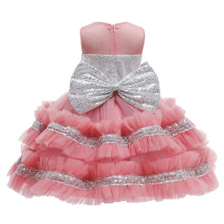 

Cathalem Summer Dresses Large Xmas Girls Princess Kids Paillette Tulle Bowknot Dress Pageant Party Christmas Girls Tight Dress Dress Pink 18-24 Months