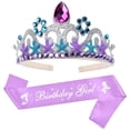 thumbnail image 3 of Correa para el hombro con corona para fiesta temática, diadema morada para cumpleaños de niña, 3 of 6