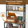 thumbnail image 3 of Large 5-Tier Record Player Stand with Charging Station, Vinyl Storage Shelf and CD/DVD Rack, Holds 500+ Albums, 3 of 10