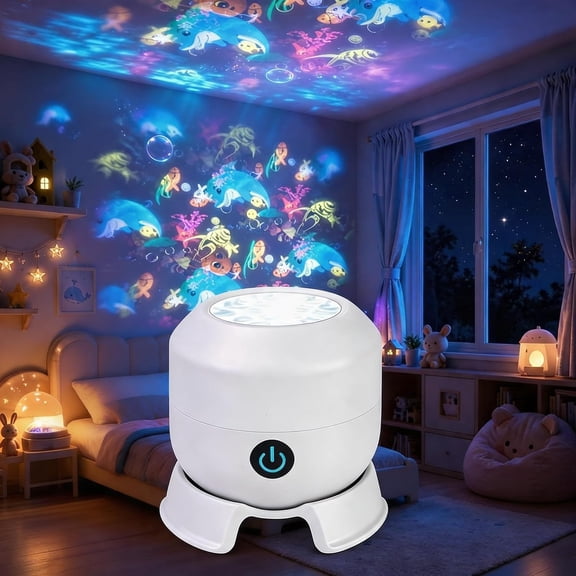 Ocean Projector,Hd Smart Dynamic 5D Holographic Night Light Projector, 360° Rotating USB Galaxy Projector Night Light for Bedroom, Meditation, Home Theater