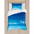thumbnail image 3 of Landscape Duvet Cover Set Queen Size, Ocean Scenery Deep Sea Beach Hot Summer Themed Photo, Decorative 3 Piece Bedding Set with 2 Pillow Shams, Turquoise Pale Blue and Dark Blue, by Ambesonne, 3 of 3