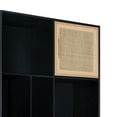 thumbnail image 3 of Benjara Dana 75 Inch Bookcase, 6 Unique Shelves, 4 Rattan Drawers, Black, Brown, 3 of 7