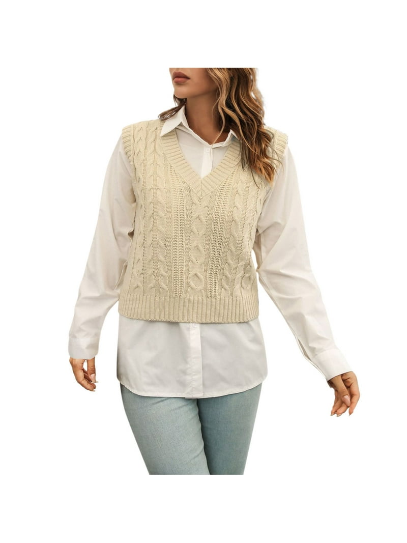 JDEFEG Men Cotton Sweater Vest Womens V Neck Knit Sweater Vest Preppy Style Sleeveless Crop Knit Vest Sweater Vest 4Xl Sweaters for Women Acrylic