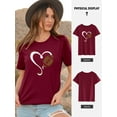 thumbnail image 4 of QAFOPEH Women Crew Neck Heart Football Printed Short Sleeve T-Shirt, 4 of 6